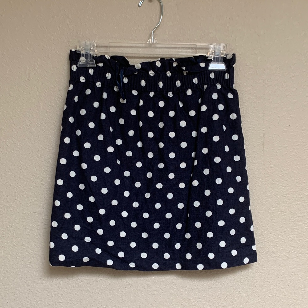 JCrew Geometric Polka Dots Navy Blue Mini Skirt 0